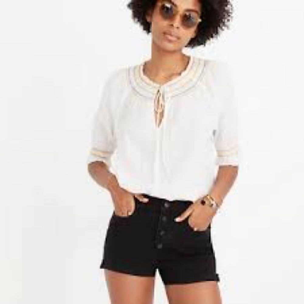 NEW Madewell High-Rise Denim Shorts in Black Frost: Button-Front Edition Size 26 - Picture 1 of 12